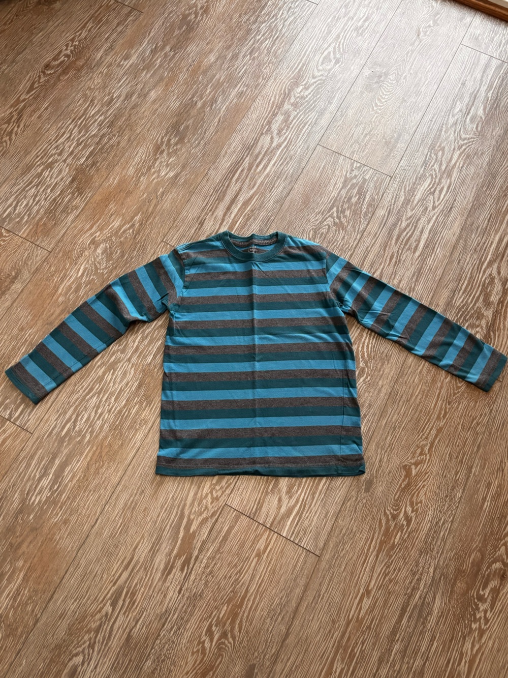 Falls Creek Striped Long Sleeve Tee in Teal and Charcoal
